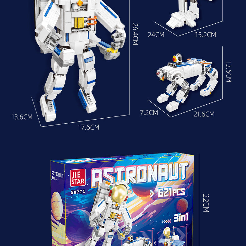 astronaut satellite robot dog 3 in 1 - 621 pcs | jiestar 58271 - 5