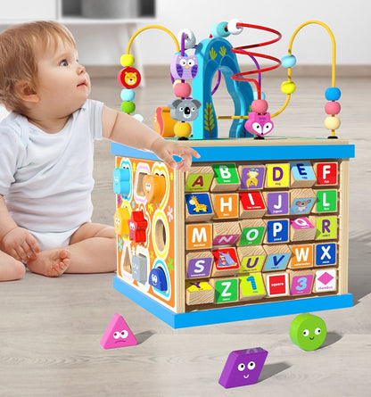 Baby Wooden Toys Multi-functional Bead Treasure Box