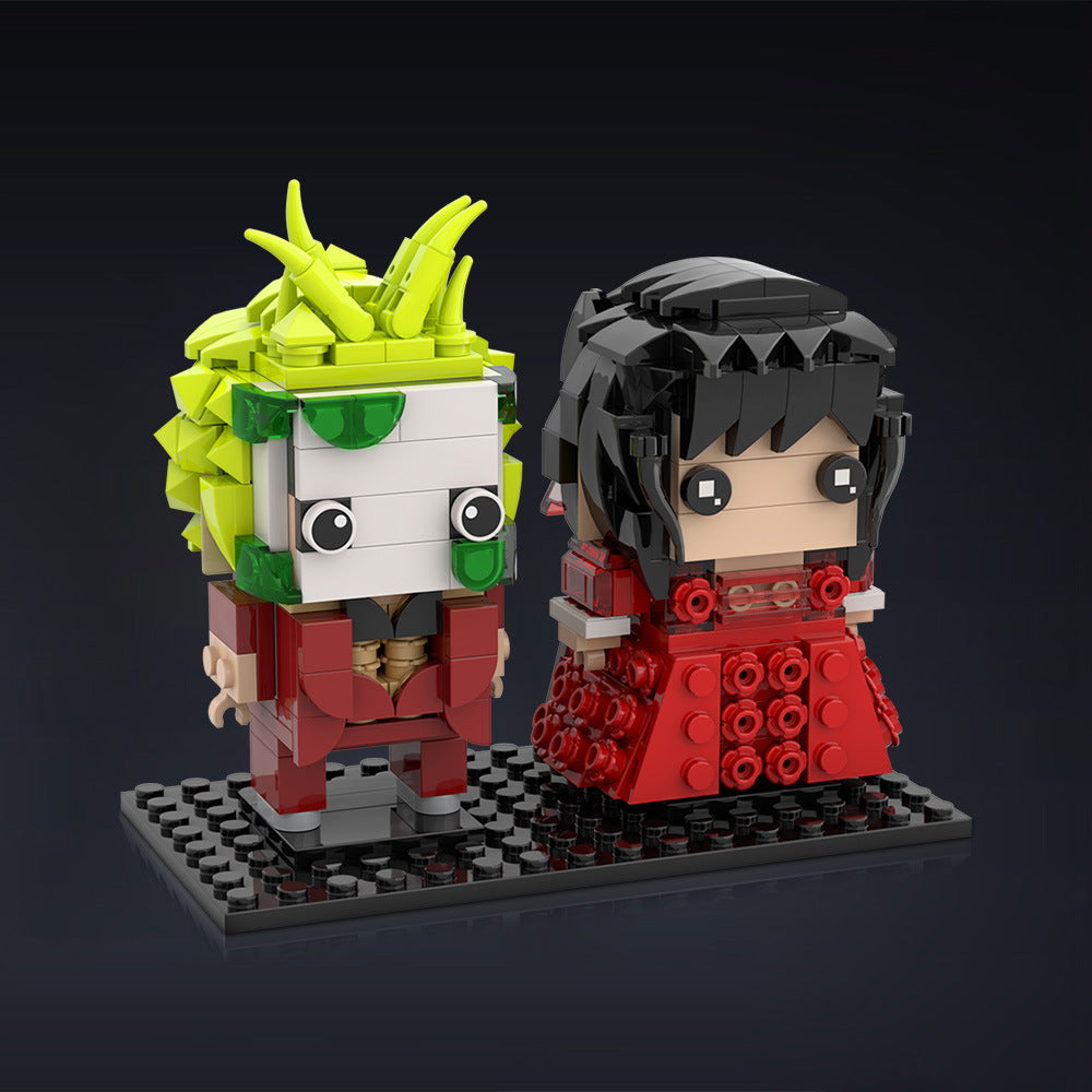 beetlejuice and lydia deetz wedding brickheadz building set | lego compatible - 1