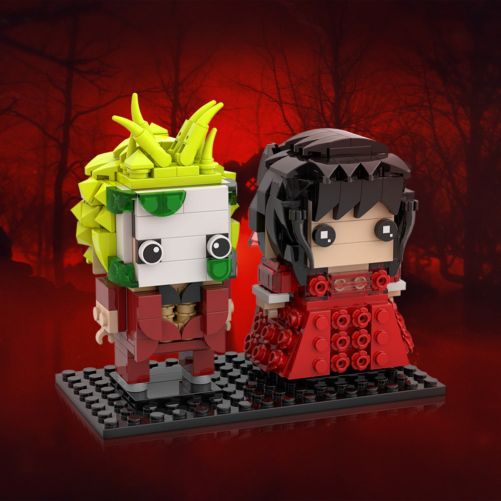 beetlejuice and lydia deetz wedding brickheadz building set | lego compatible - 2
