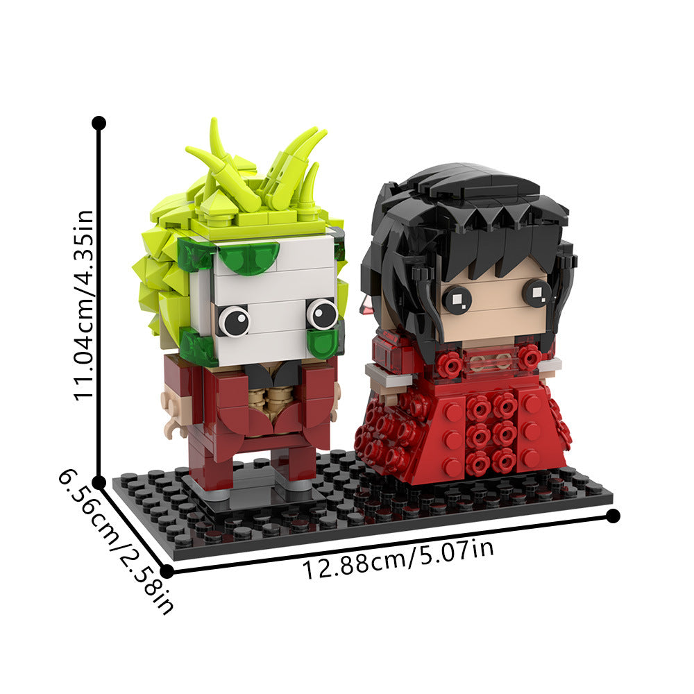beetlejuice and lydia deetz wedding brickheadz building set | lego compatible - 4