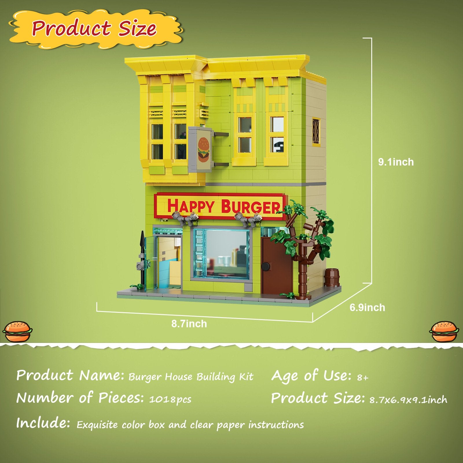 burger house building kit, restaurant playset - bob's burgers - 5