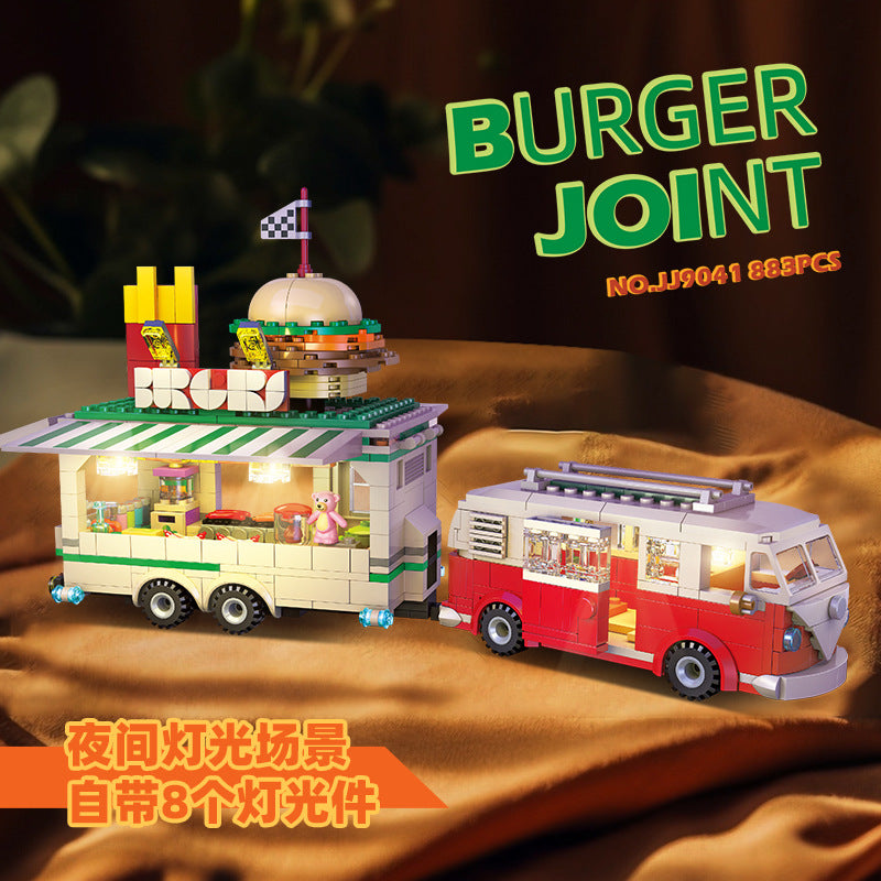 burger joint building set with light - 883 pcs | jiestar 9041 - 3