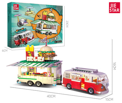 burger joint building set with light - 883 pcs | jiestar 9041 - 5