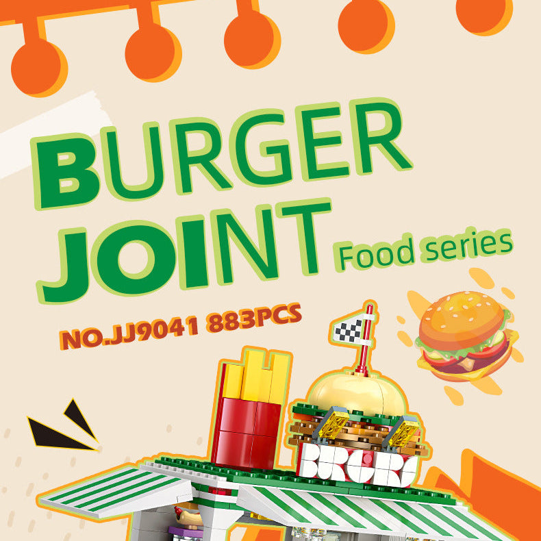 burger joint building set with light - 883 pcs | jiestar 9041 - 7