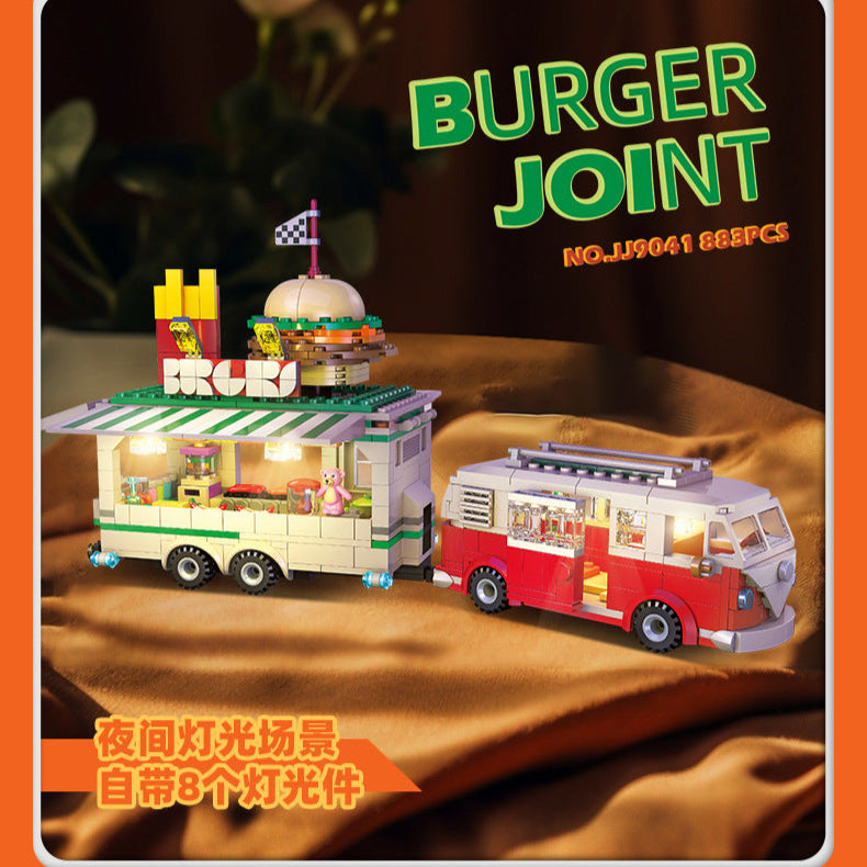 burger joint building set with light - 883 pcs | jiestar 9041 - 8