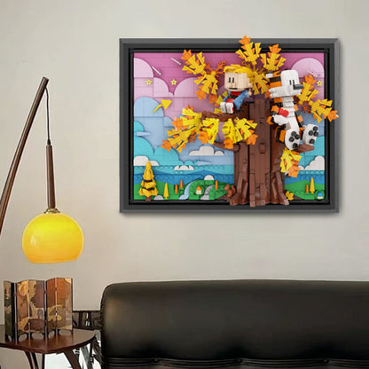 calvin and hobbes on the tree building set | lego compatible - 2