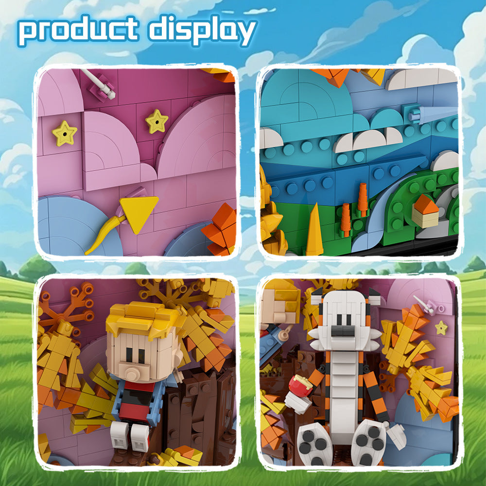 calvin and hobbes on the tree building set | lego compatible - 3