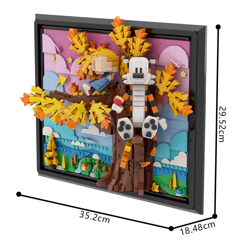 calvin and hobbes on the tree building set | lego compatible - 4