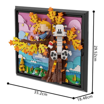 calvin and hobbes on the tree building set | lego compatible - 4