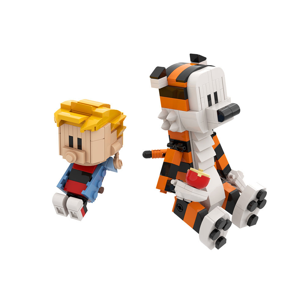 calvin and hobbes on the tree building set | lego compatible - 6