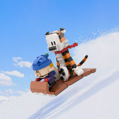 calvin and hobbes sled adventure building set - 347 pcs - 1