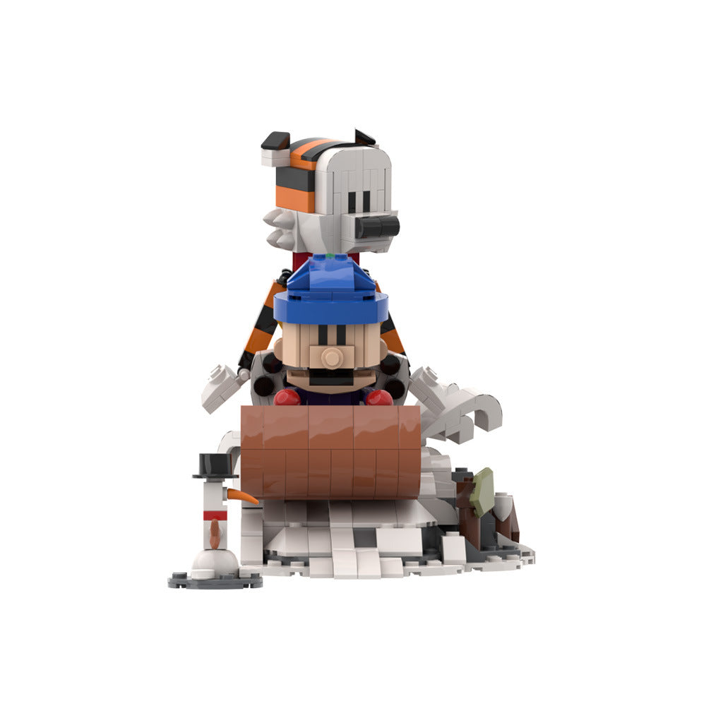 calvin and hobbes sledding building set | lego compatible - 3
