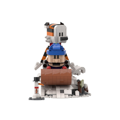 calvin and hobbes sledding building set | lego compatible - 3