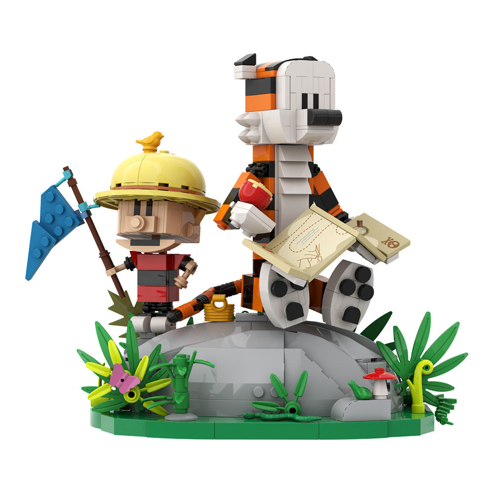 calvin and hobbes tiger on grass building set - 2