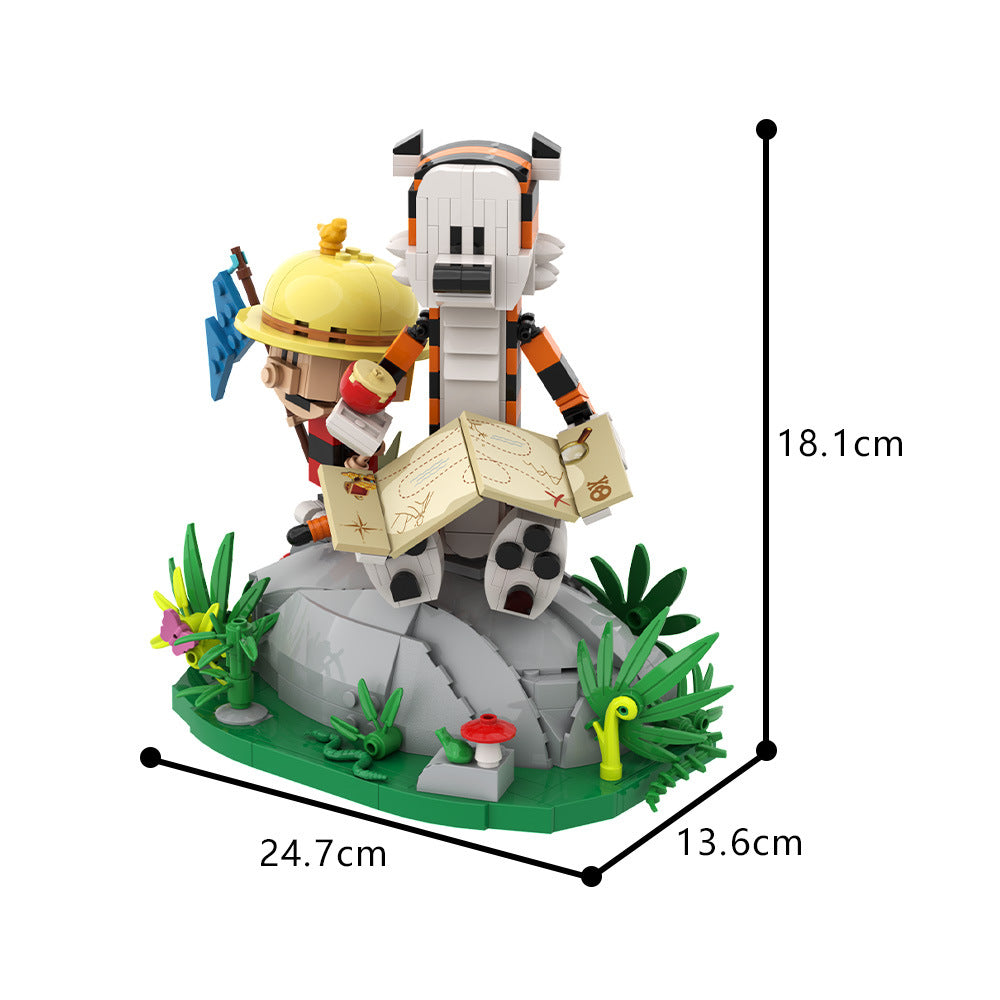 calvin and hobbes tiger on grass building set - 4