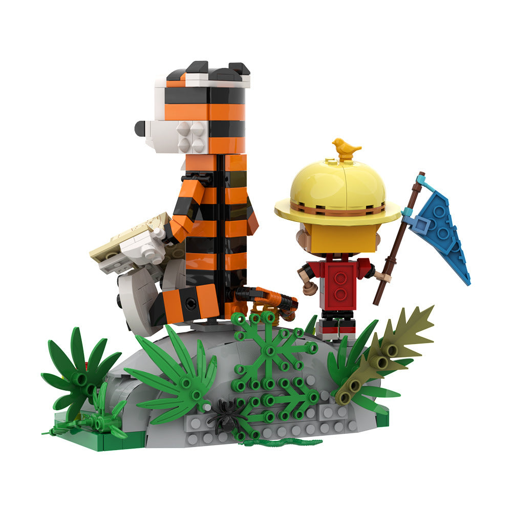 calvin and hobbes tiger on grass building set - 5