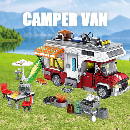 camper van with light - building blocks set 924 pcs - gaomisi - 2