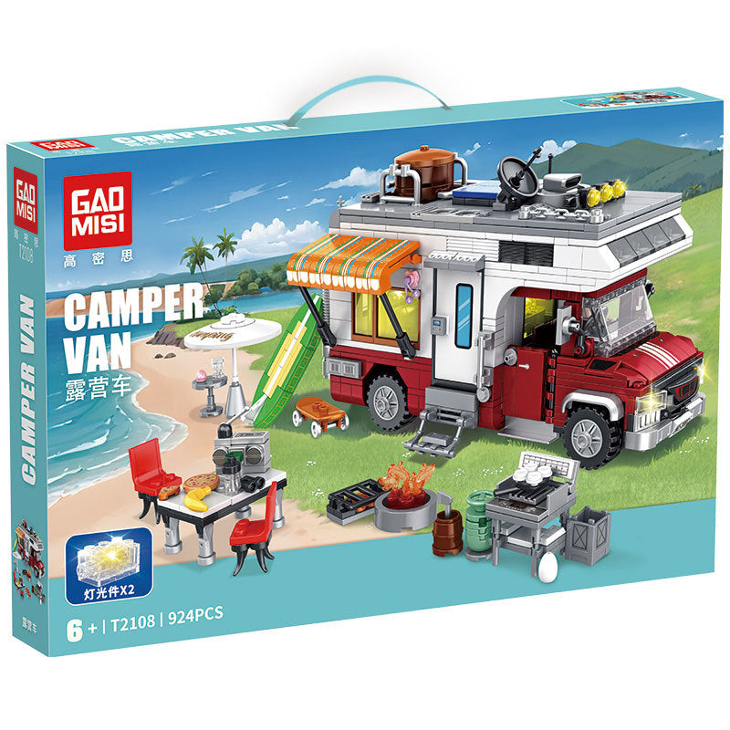 camper van with light - building blocks set 924 pcs - gaomisi - 3