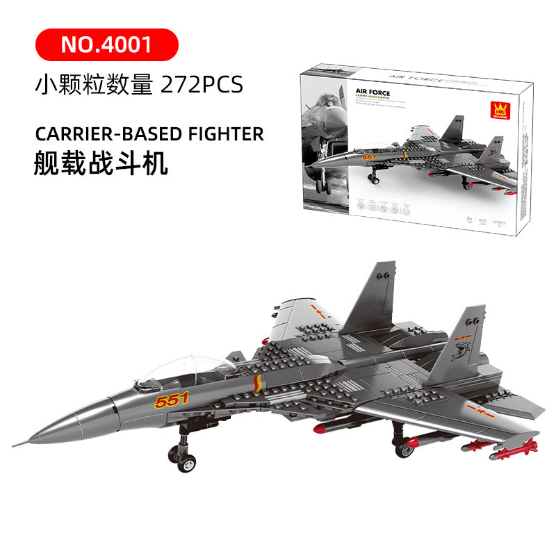 carrier-based fighter - building blocks set - wange bricks 272 pcs - 3