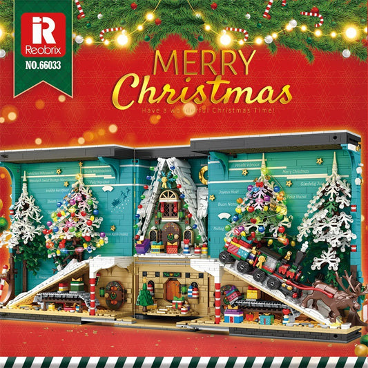 christmas bookend street scene building blocks - reobrix - 1