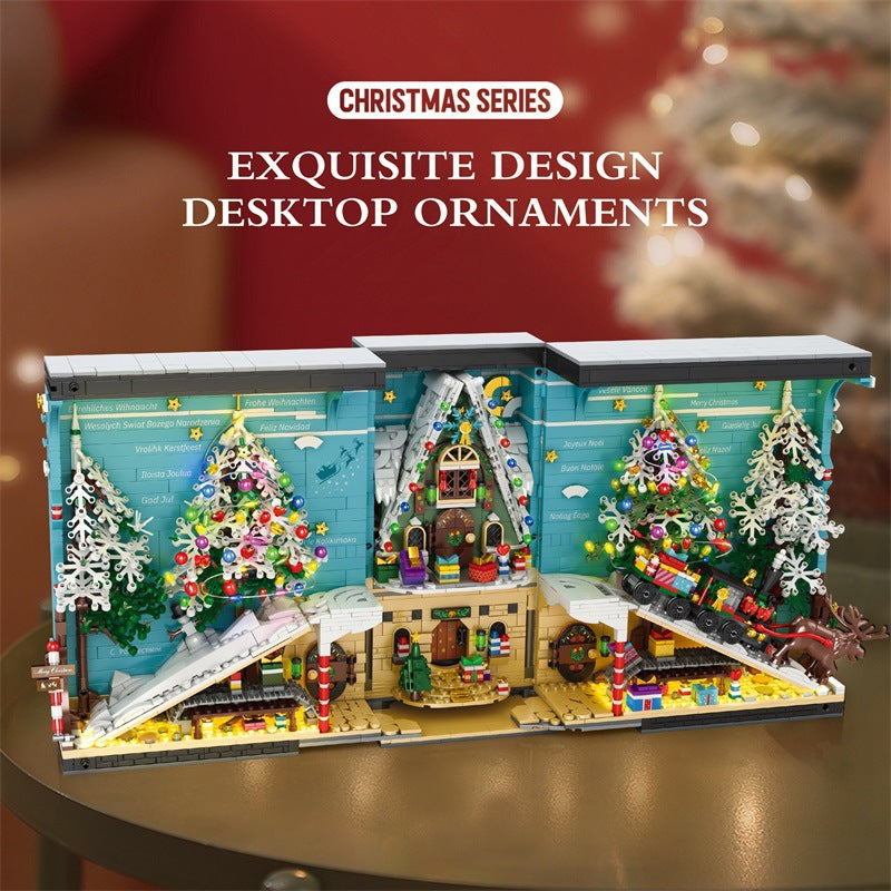 christmas bookend street scene building blocks - reobrix - 3