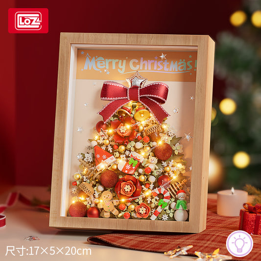 christmas decoration photo frame with light building blocks - loz - 1