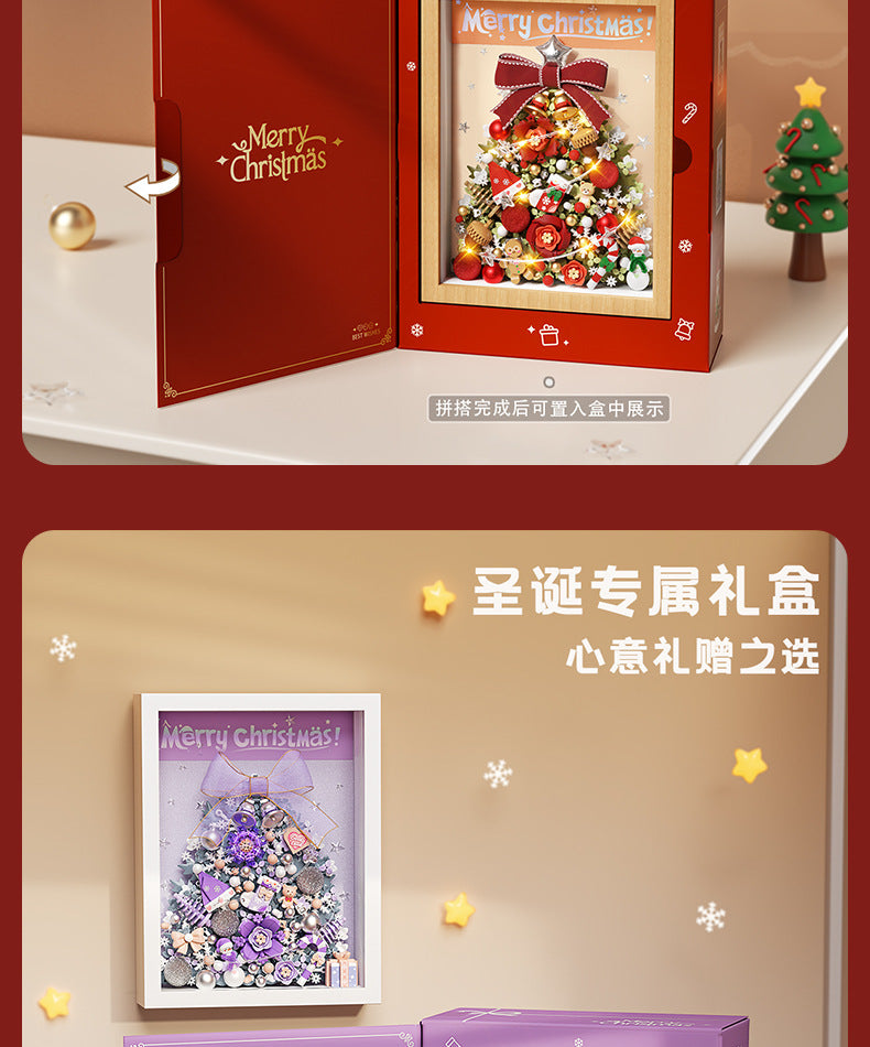 christmas decoration photo frame with light building blocks - loz - 14