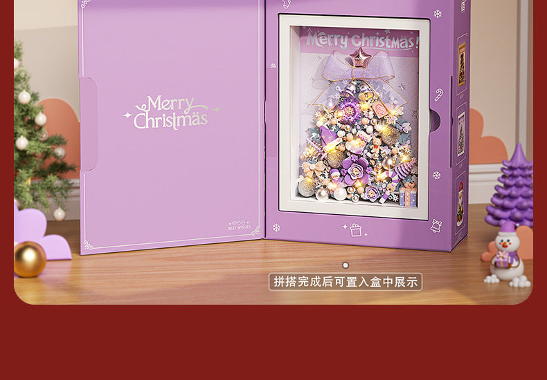 christmas decoration photo frame with light building blocks - loz - 15