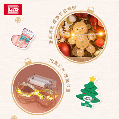 christmas decoration photo frame with light building blocks - loz - 4