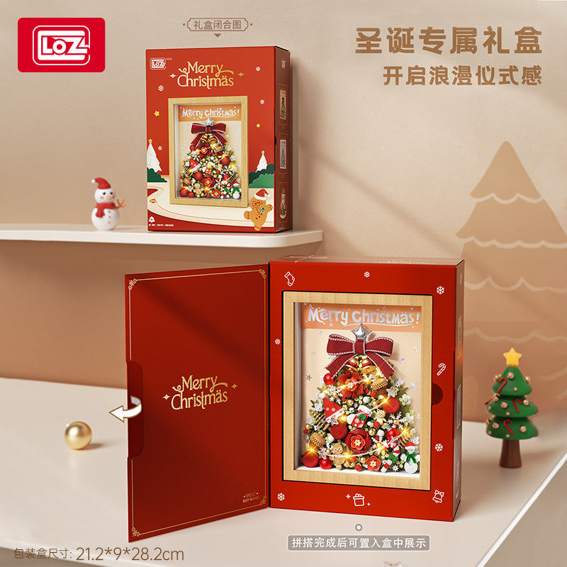 christmas decoration photo frame with light building blocks - loz - 5