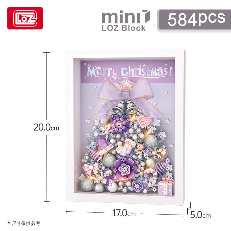 christmas decoration photo frame with light building blocks - loz - 7