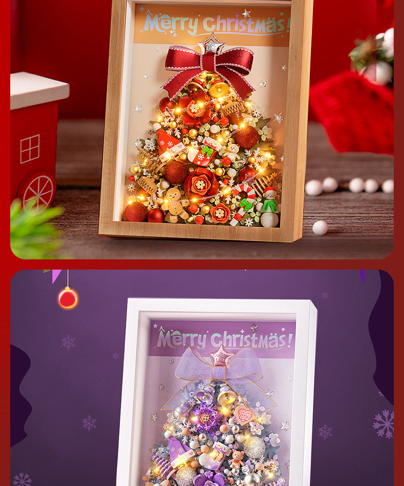 christmas decoration photo frame with light building blocks - loz - 9