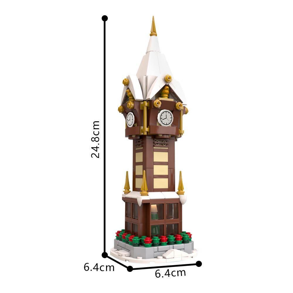 christmas street clock moc building set | moc-203594 - 1