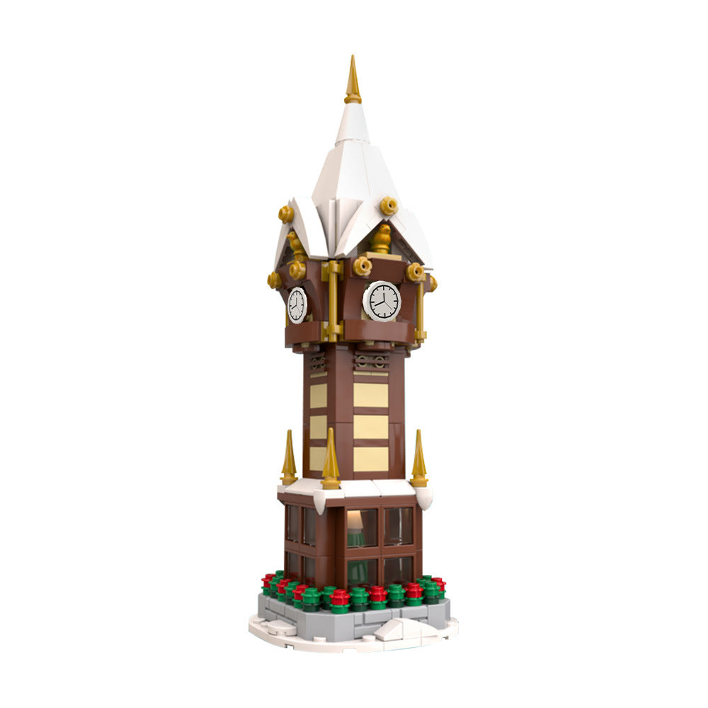 christmas street clock moc building set | moc-203594 - 2