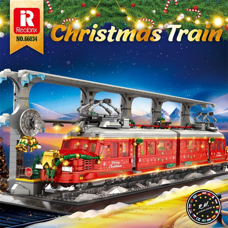 christmas train street scene ornaments building blocks - reobrix 66034 - 1