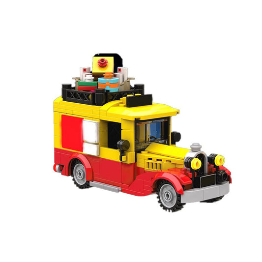 christmas vintage postal truck building set | winter village | moc-164613 - 1