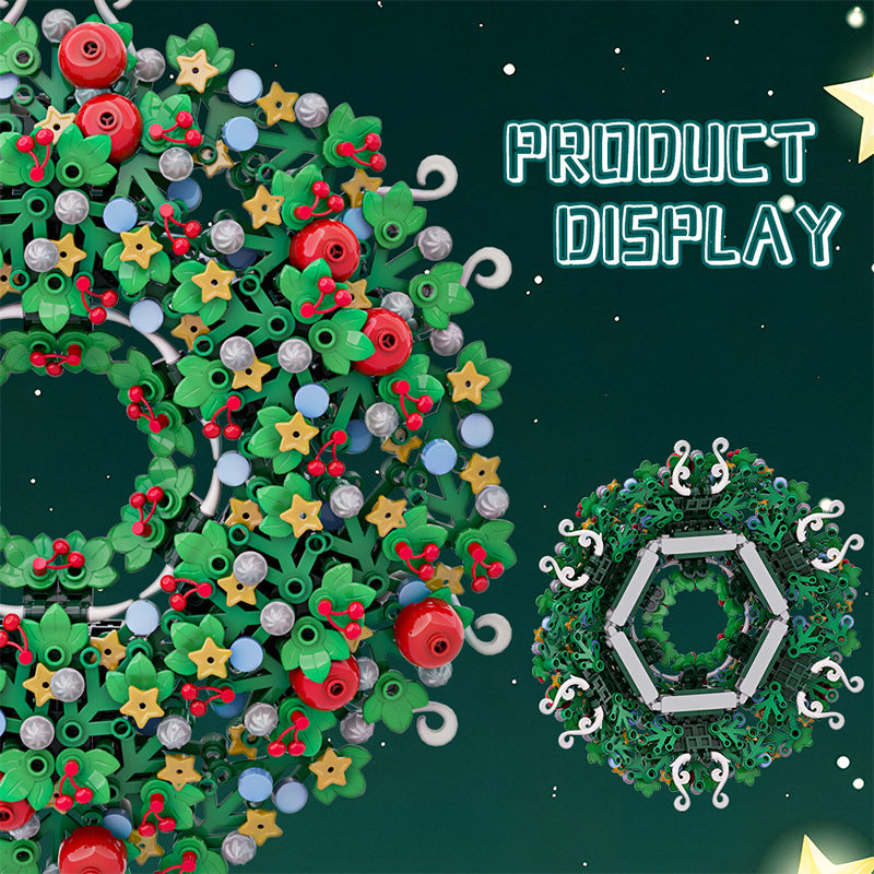 christmas wreath building set | lego compatible - 3