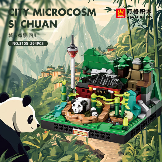 city microcosm sichuan - building blocks set - wange bricks - 294 pcs - 1