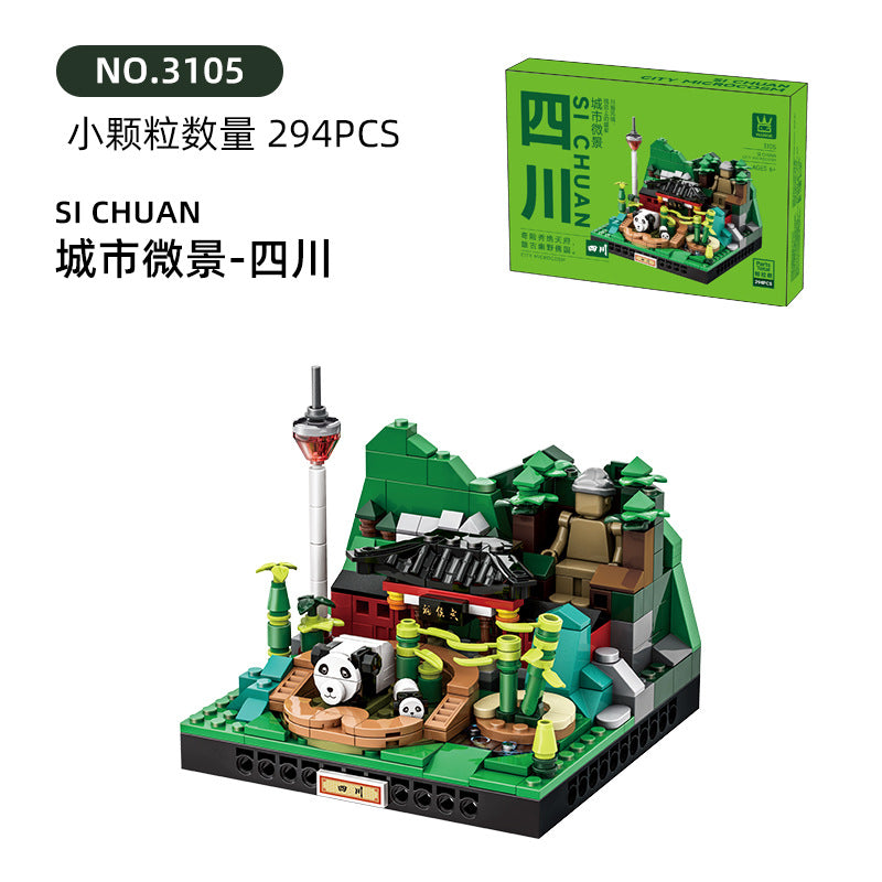 city microcosm sichuan - building blocks set - wange bricks - 294 pcs - 3