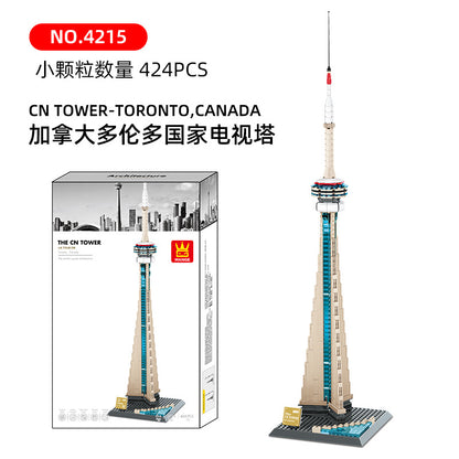 cn tower - toronto, canada building blocks set - wange bricks - 5