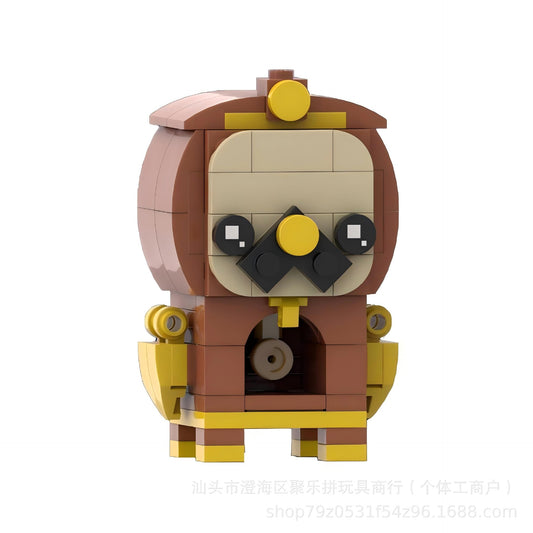 cogsworth brickheadz moc set | beauty and the beast | lego compatible - 1