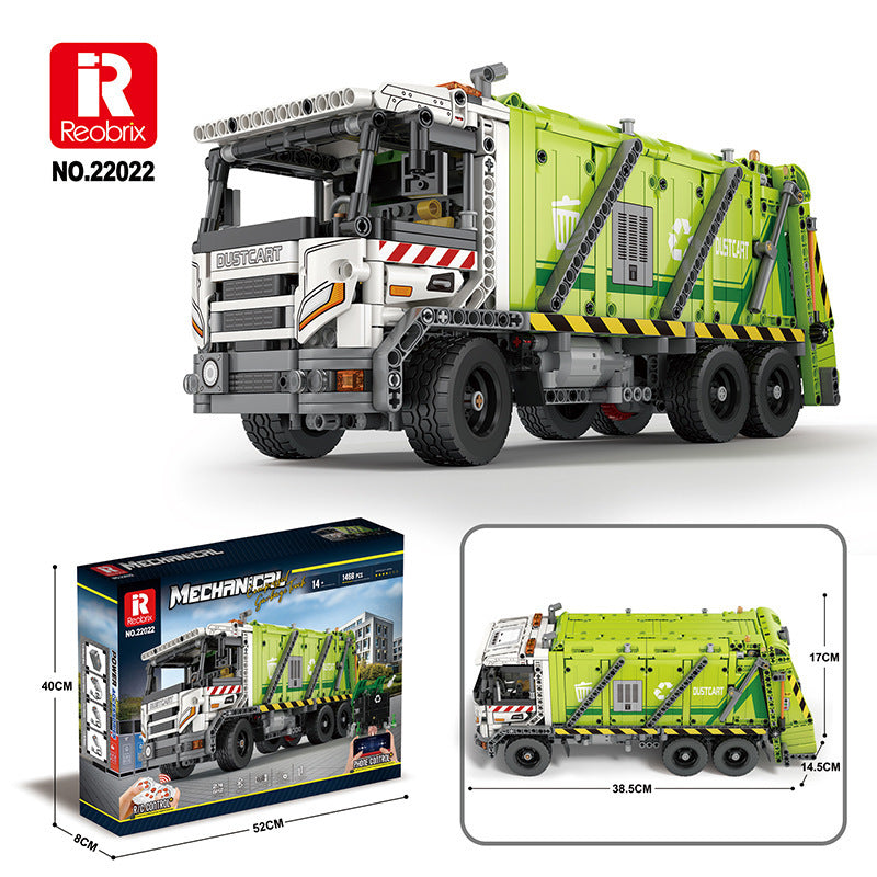 compressed garbage truck building blocks set - reobrix 22022 - 6