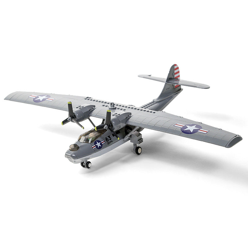 consolidated pby-5a catalina seaplane building blocks - wange bricks - 4