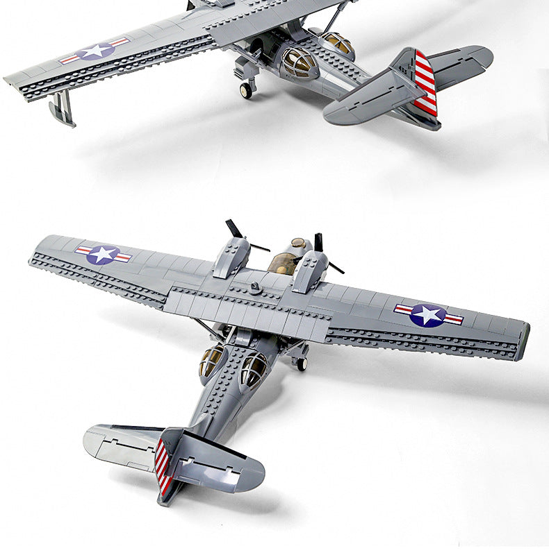 consolidated pby-5a catalina seaplane building blocks - wange bricks - 7