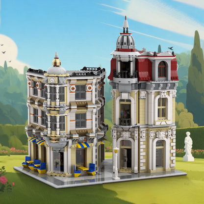 corner alley building set | lego compatible - 2