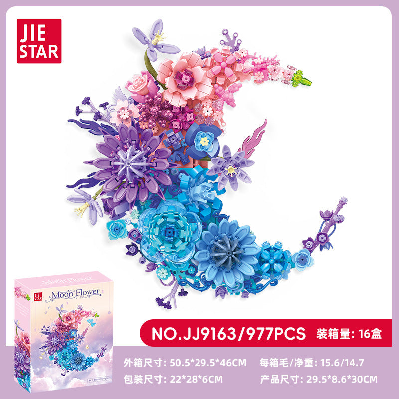 crescent moon flower bouquet set - 977 pcs | jiestar 9163 - 5