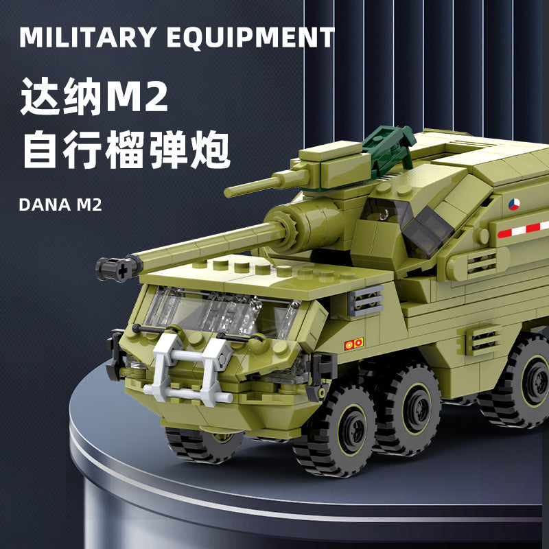 dana m2 self-propelled howitzer - building blocks set - wange bricks - 1