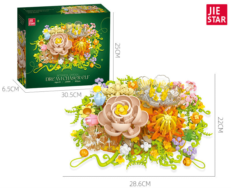 dream chaser elf flower building kit - 965 pcs | jiestar 9066 - 5