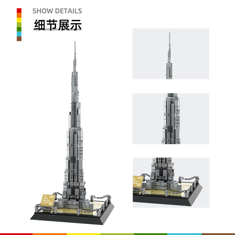 dubai burj khalifa building blocks set - united arab emirates - 555 pcs - 7